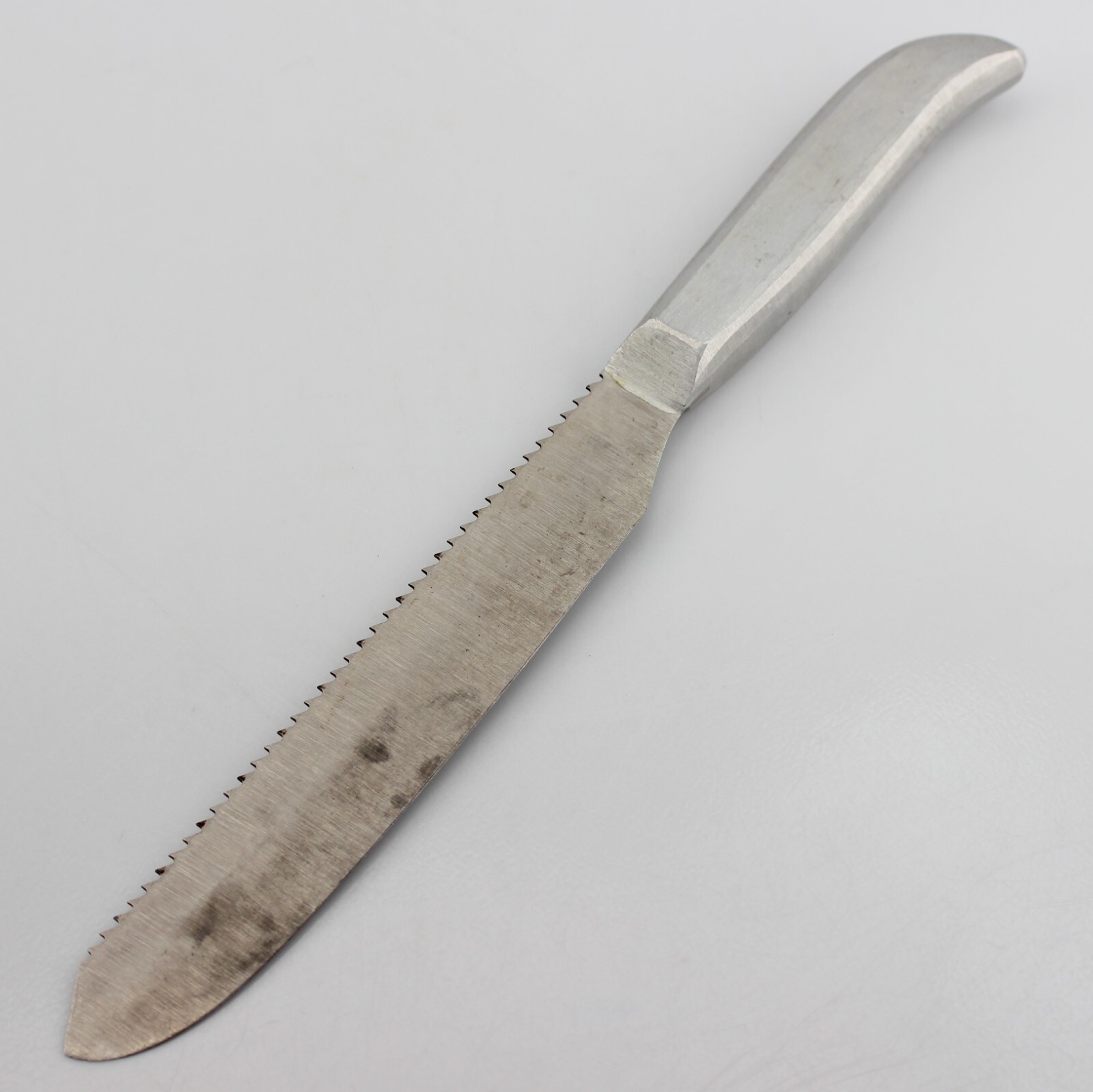 Estate Knife w/Hi-Carbon Steel Saw Back 7 5/16"L Blade, Aluminum Handmade Handle