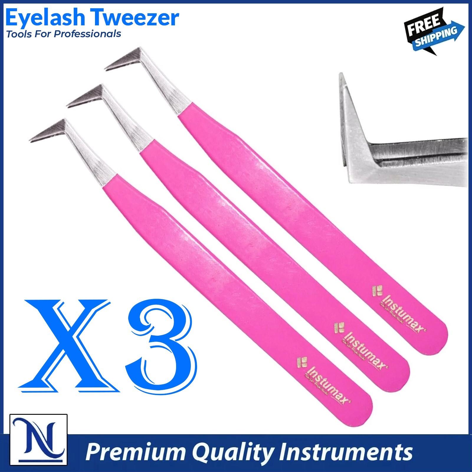 L‑Type Precision Eyelash Extension Tweezers – Anti‑Static Beauty Tool