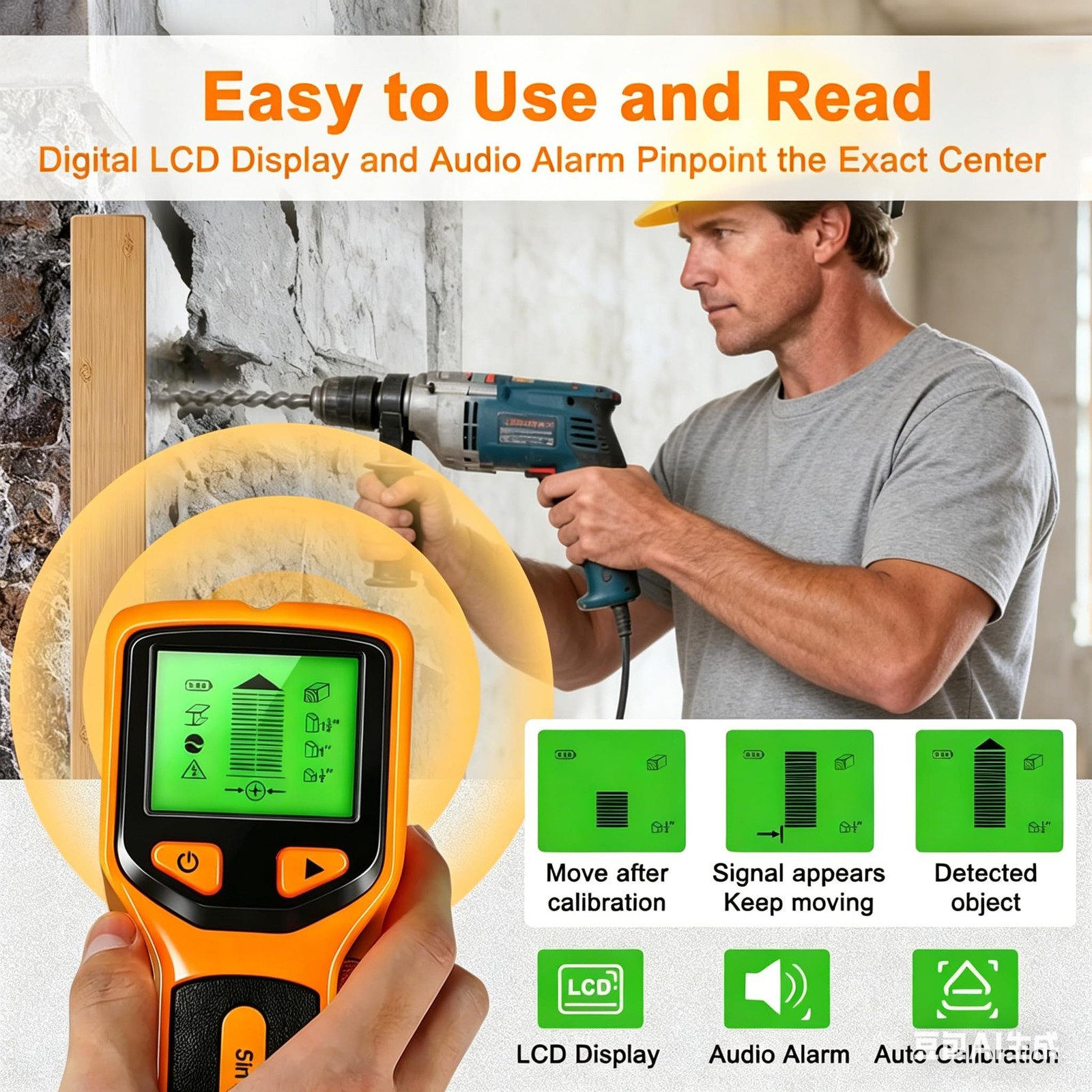 Stud Finder Wall Scanner - 5 in 1 Multifunctional Stud Detector w/Smart Chip ...