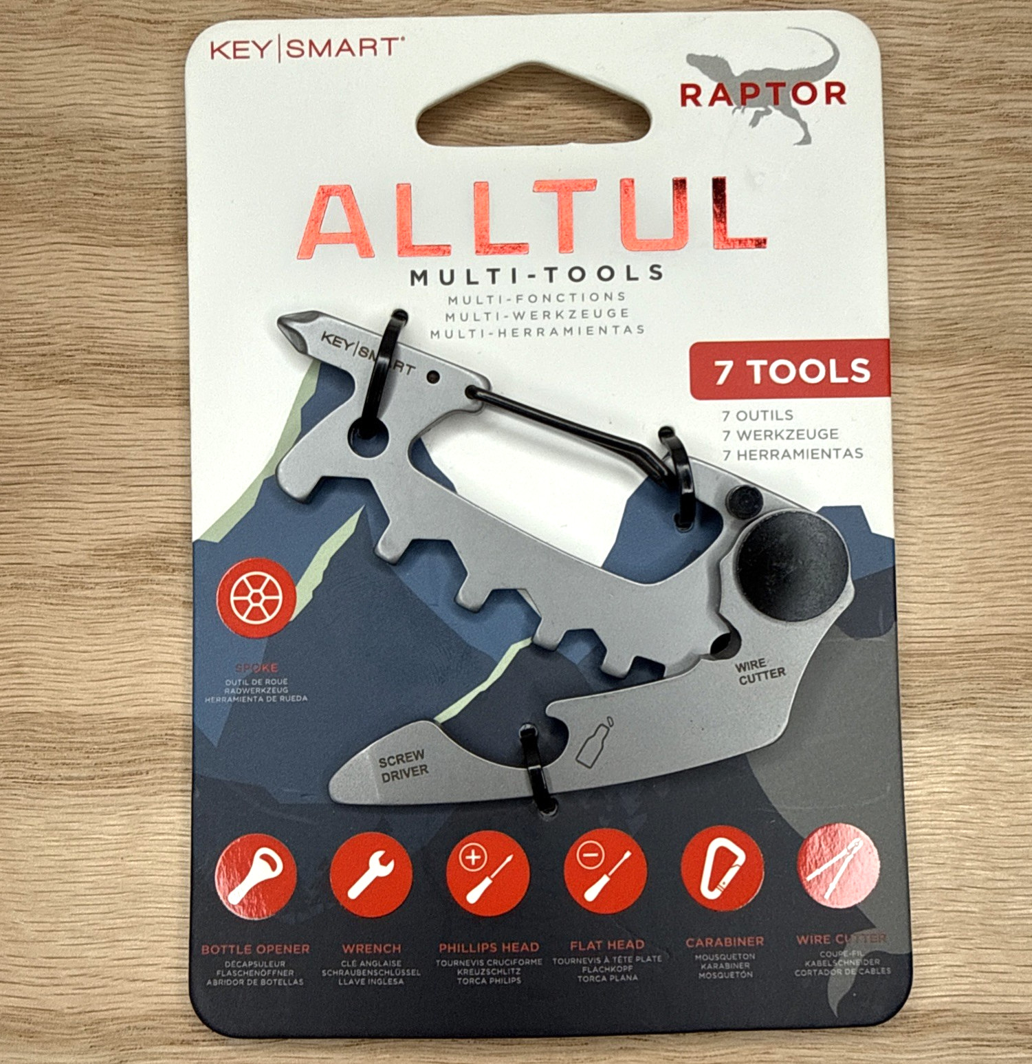 KeySmart AllTul Raptor Multi-tool for Keyring 7 Tools Stainless Steel (NEW)