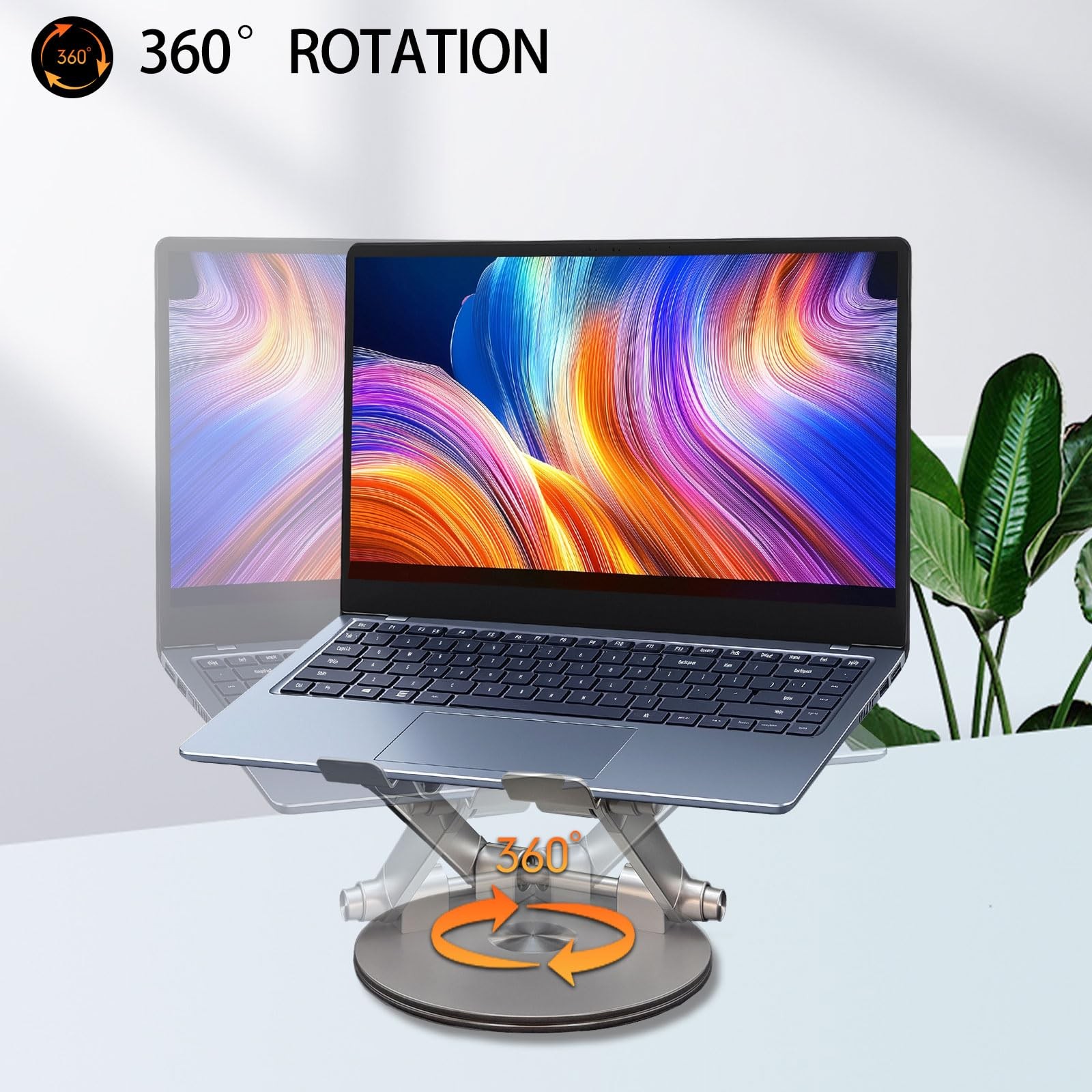 Laptop Stand for Desk Adjustable Computer Stand with 360° Rotating Base Ergon...