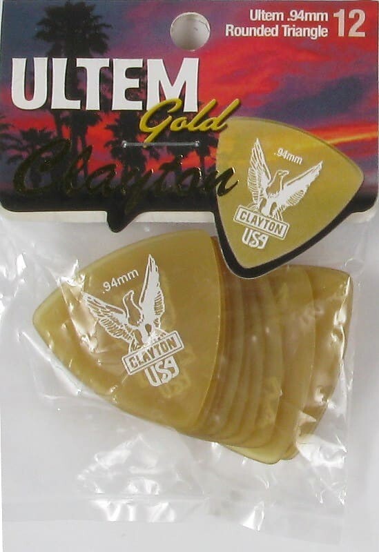 Clayton Ultem Gold Rounded Triangle Picks .94mm 3 Picks