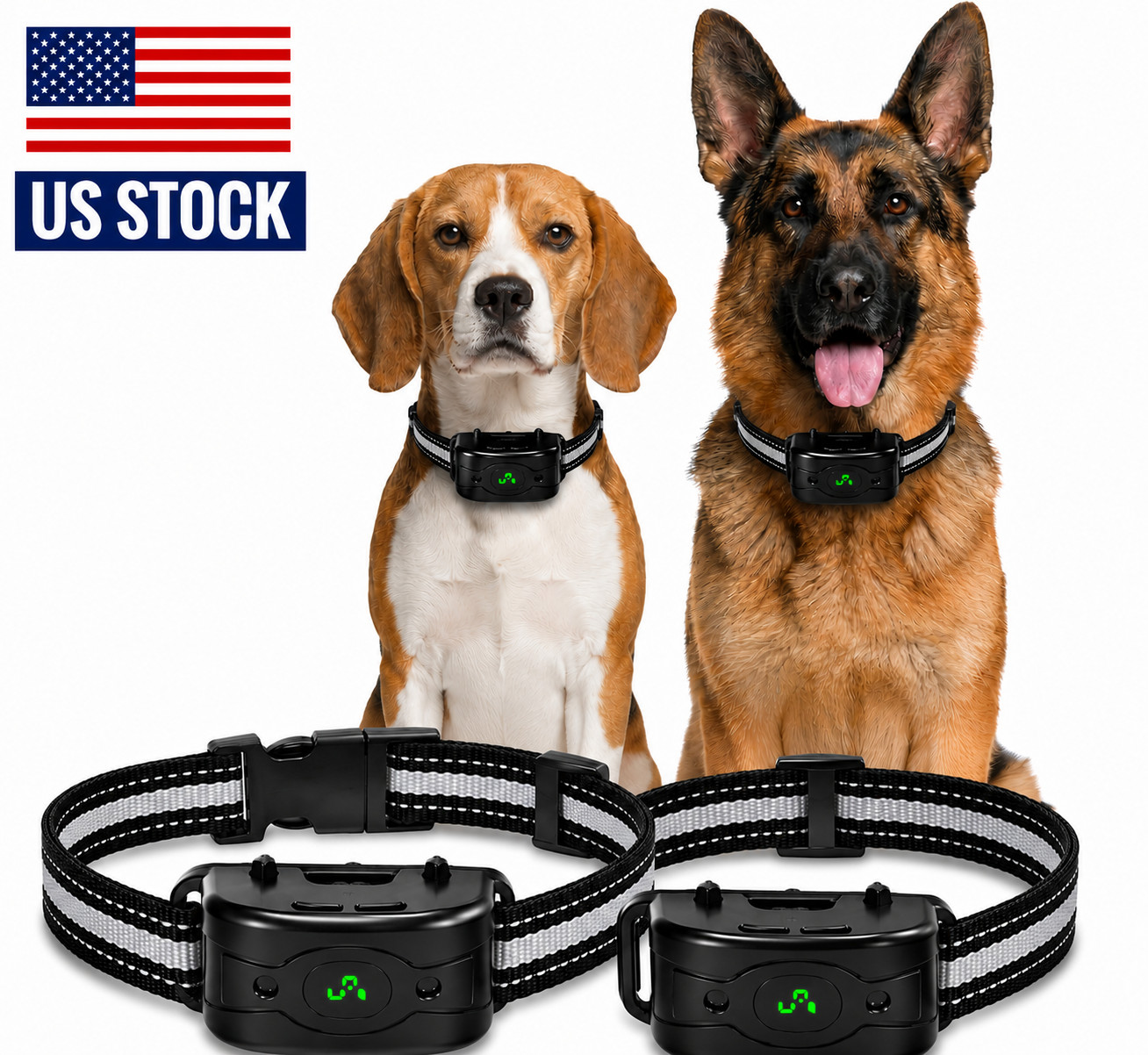 2 Pack Rechargeable Dog Bark Collar Anti Barking Training Collar 5 Sensitivity