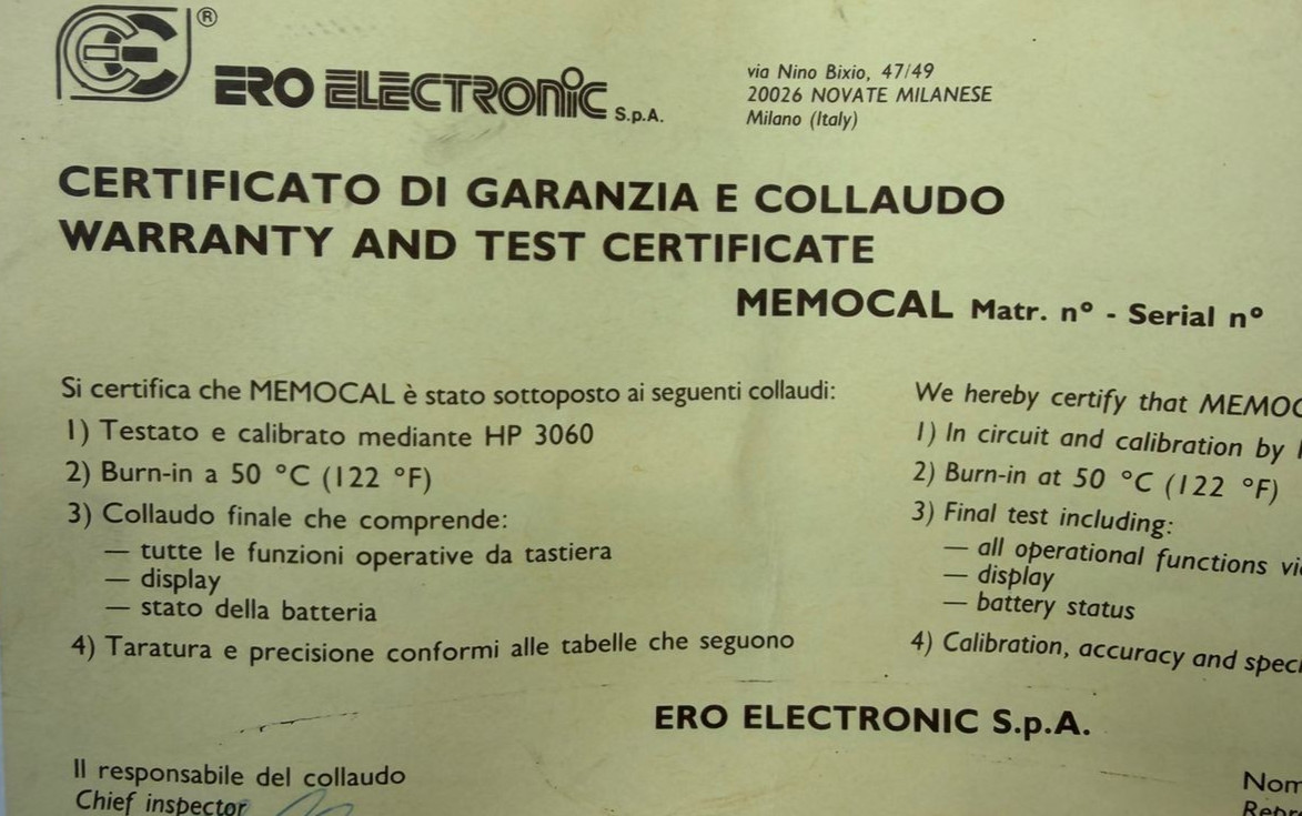 ERO Electronic Memocal 81B PORTABLE PROCESS CALIBRATOR SIMULATOR
