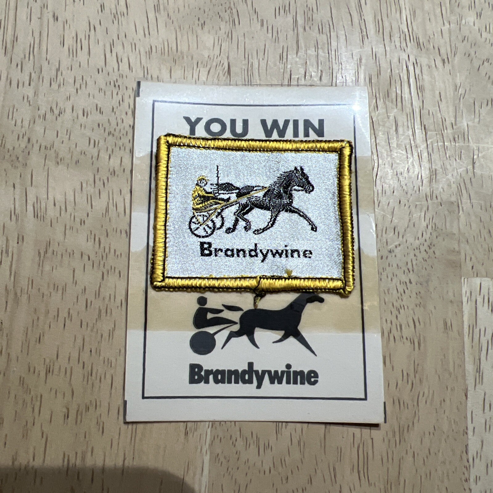 Vintage Harness Horse Racing Patch on Card From Brandywine Racetrack Delaware