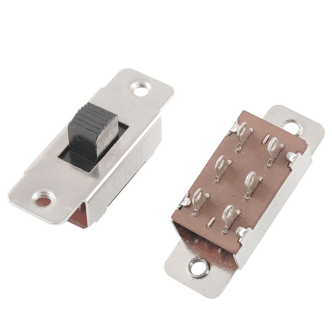 uxcell 5 Pcs On/Off/On 3 Position DPDT 2P3T PCB Panel Slide Switch Silver