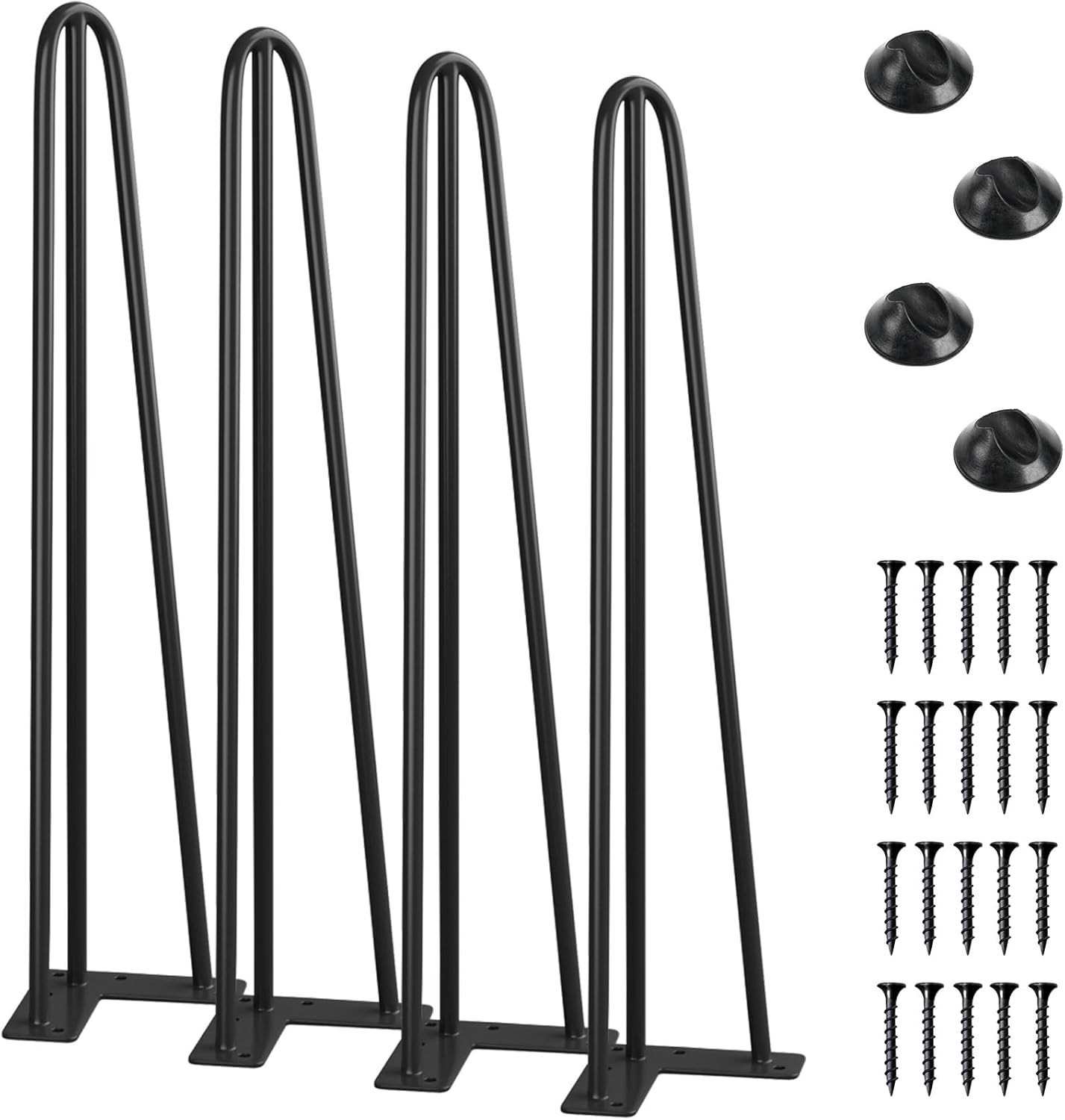 24 Inch Table Legs, 3 Steel Rods 1/2 Inch Pipe Diameter, 800lbs Load Capacity