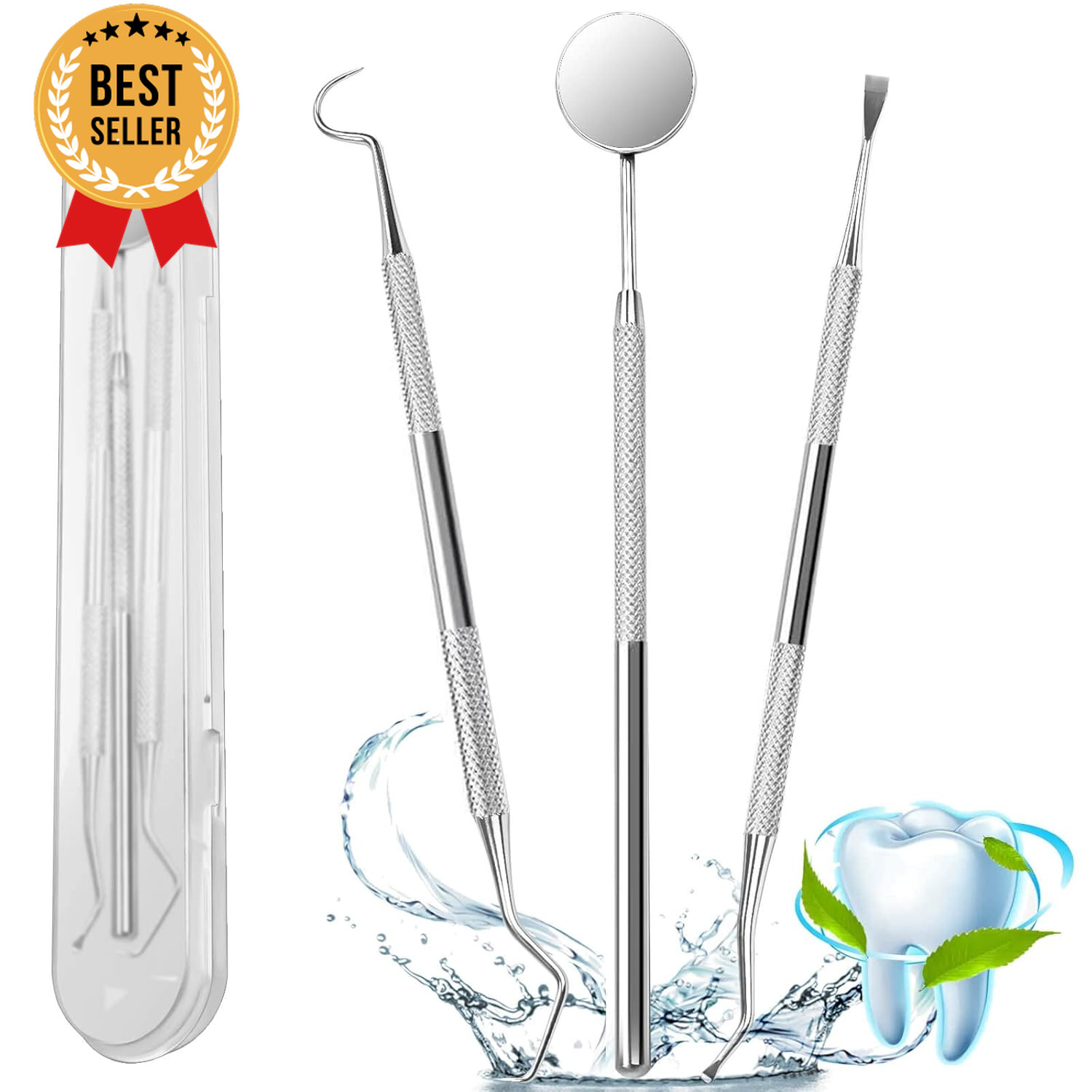 3pc Dental Hygiene Tools Kit Stainless Steel Plaque Tartar Remover Set