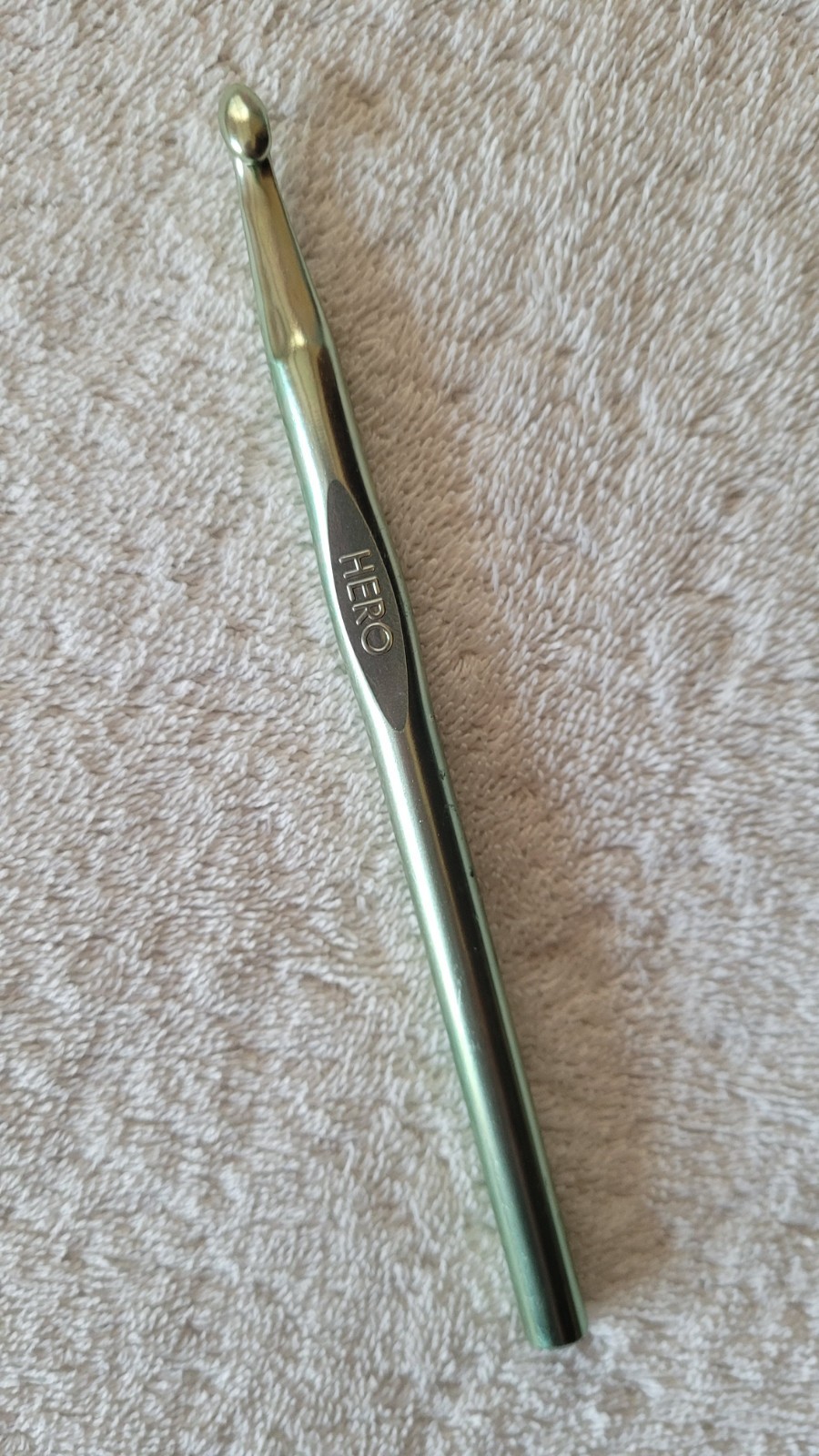 Vintage Used Hero Crochet Hook Made In USA Size K Metal Green