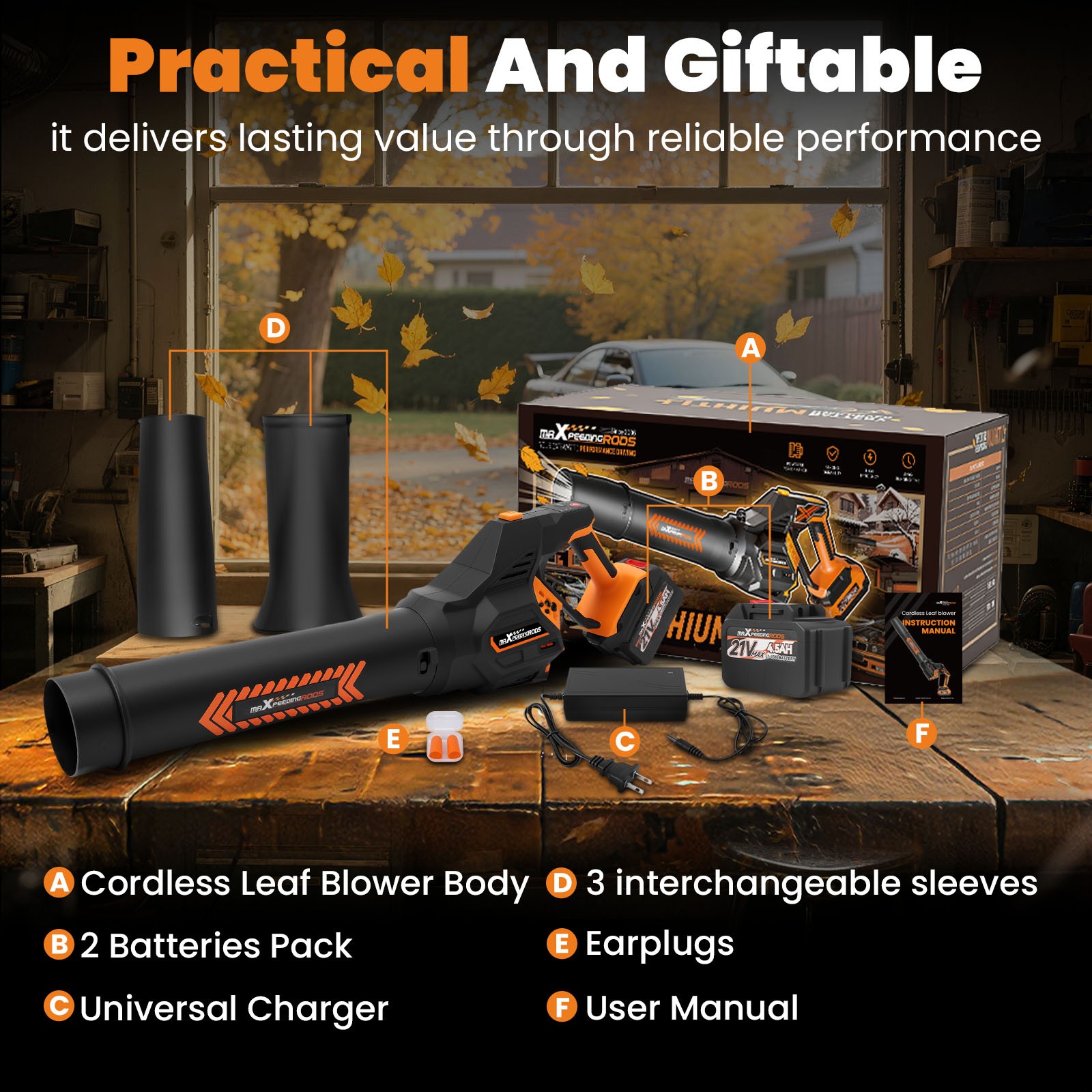 650 CFM Leaf Blower Cordless 2 Battery Brushless Motor Handheld Lightweight