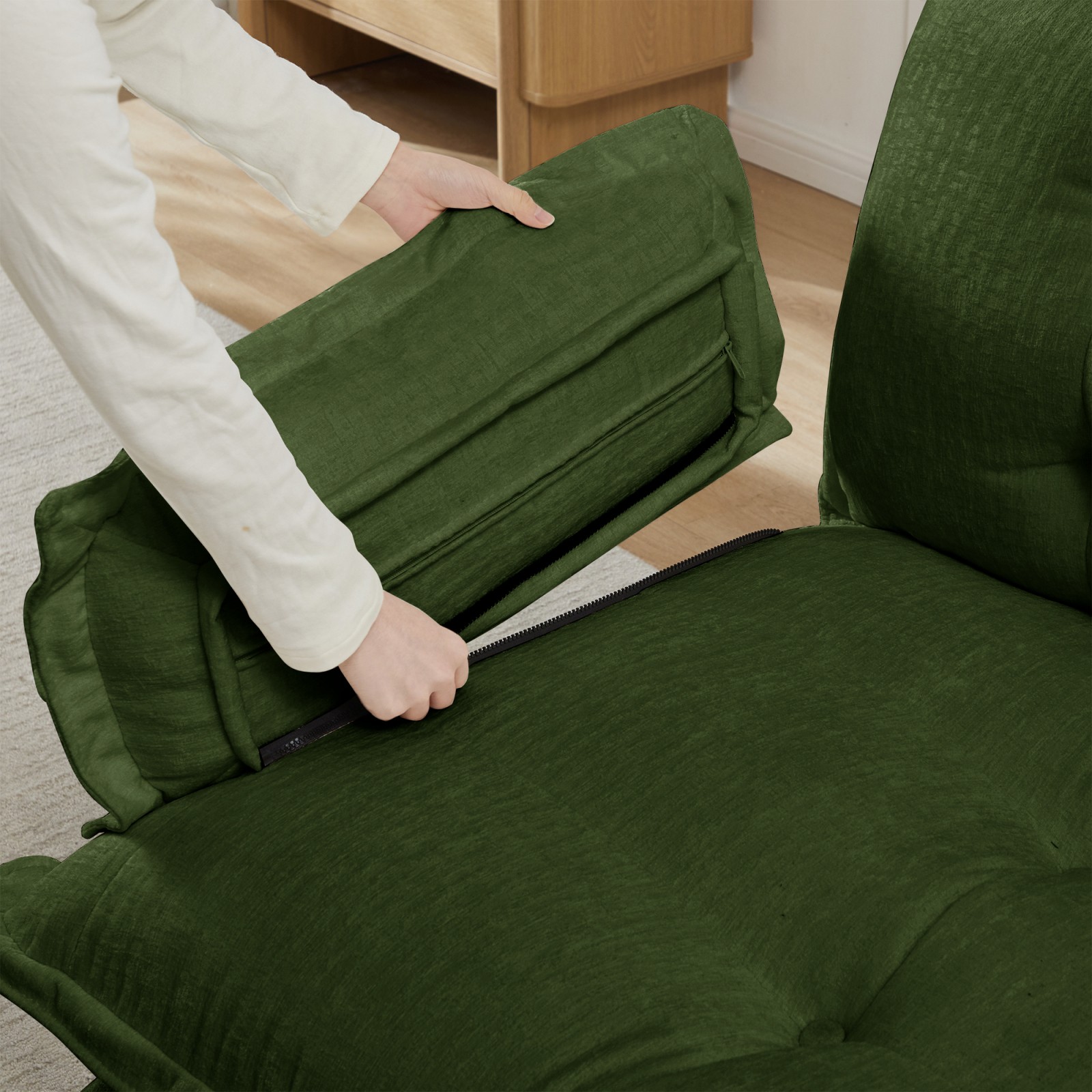 73" L-Shaped Sofa Chenille Fabric Green Modular Sectional