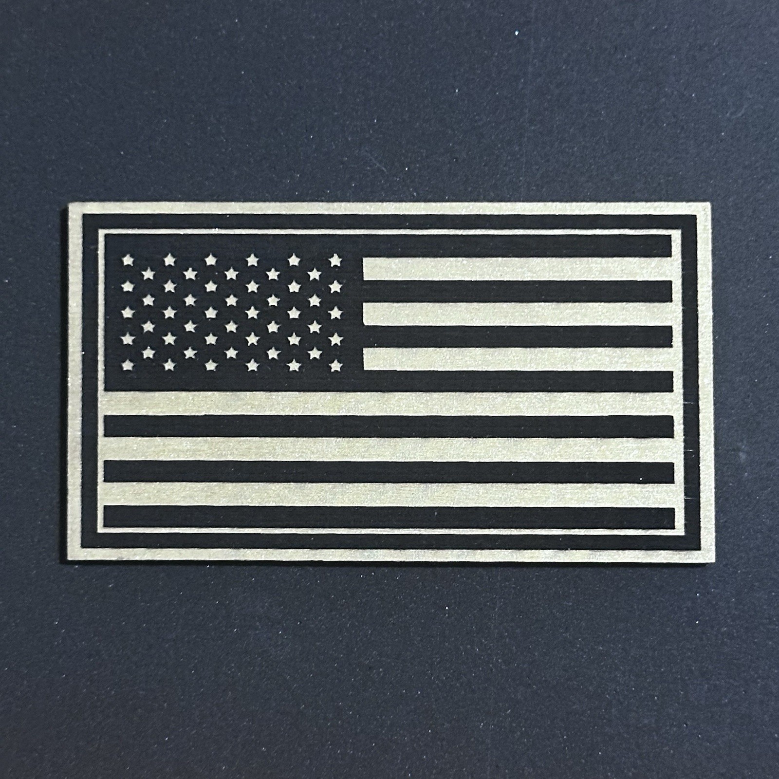 American USA Flag laser engraving iron on patch Gold And Black 3x1.5” Inches