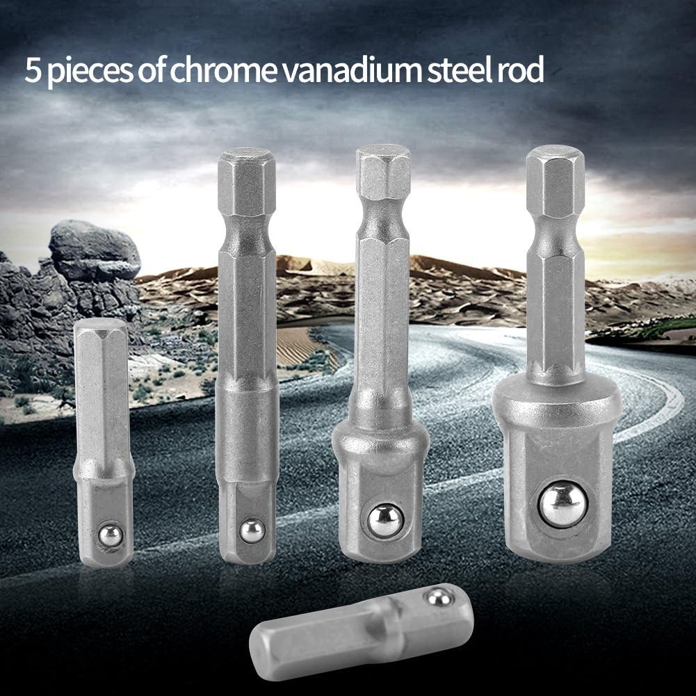 5 pcs Hex Shank to Head Socket Bit Adapters Set 1/4 Impact Drive, for...