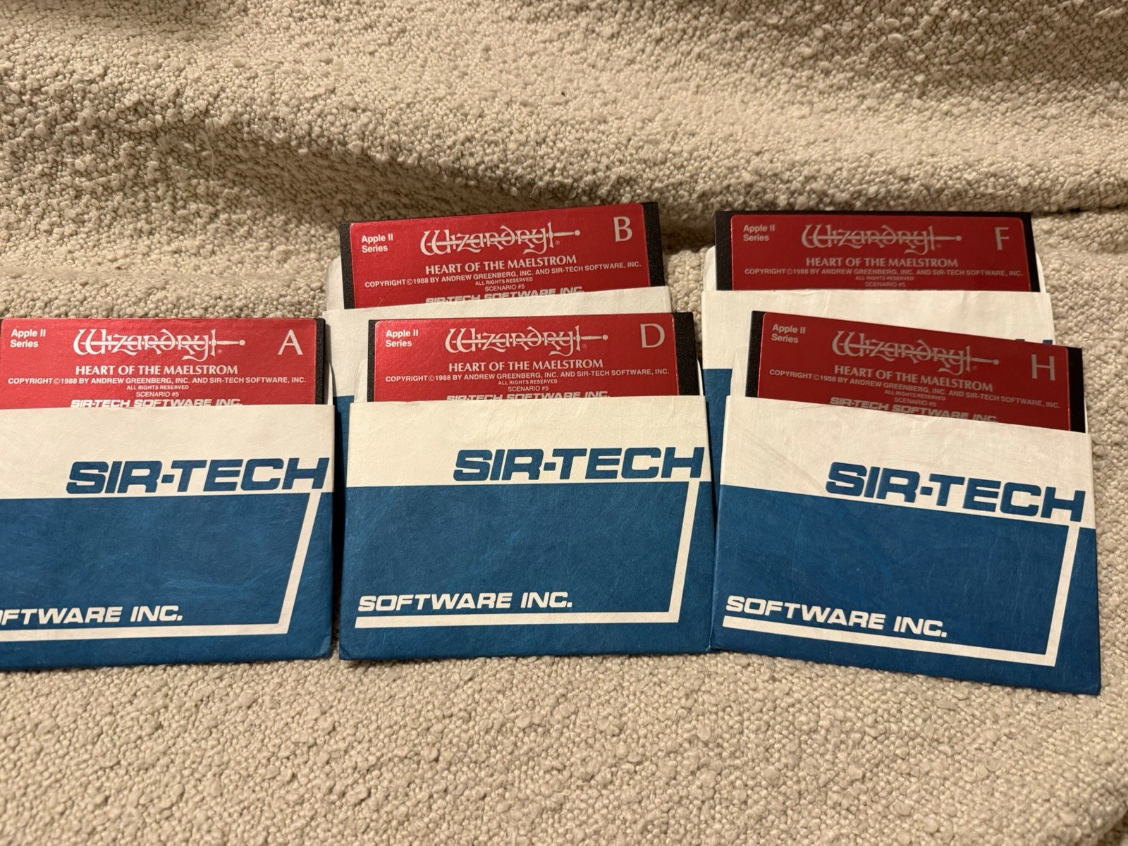 Wizardry Heart of The Maelstrom Apple II 5/5 Disks 5.25 Floppy Disks w Sleeves