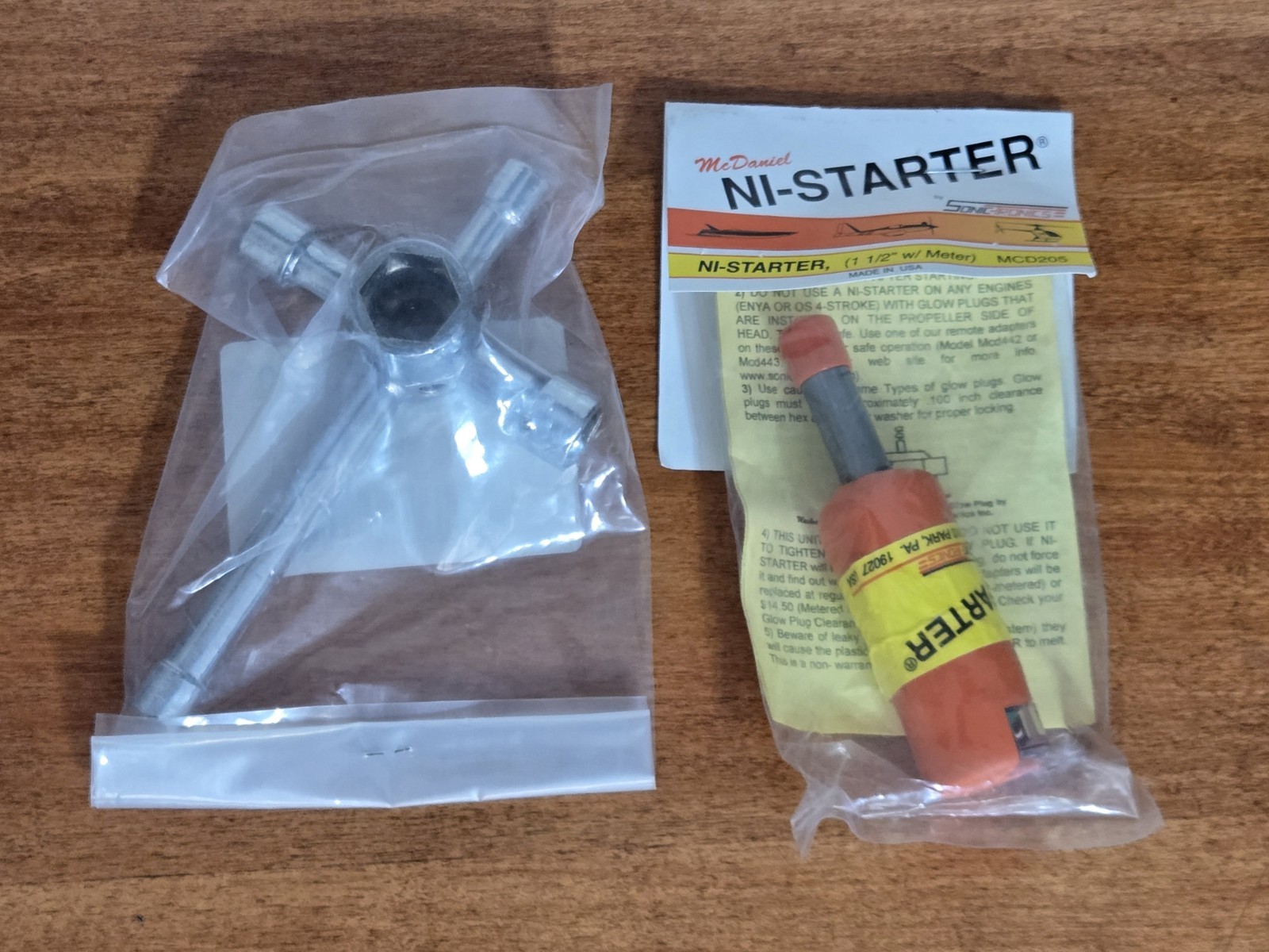NEW McDaniel Ni-Starter And O.S. Engines 4 Way Wrench RC Radio Control Glow Plug