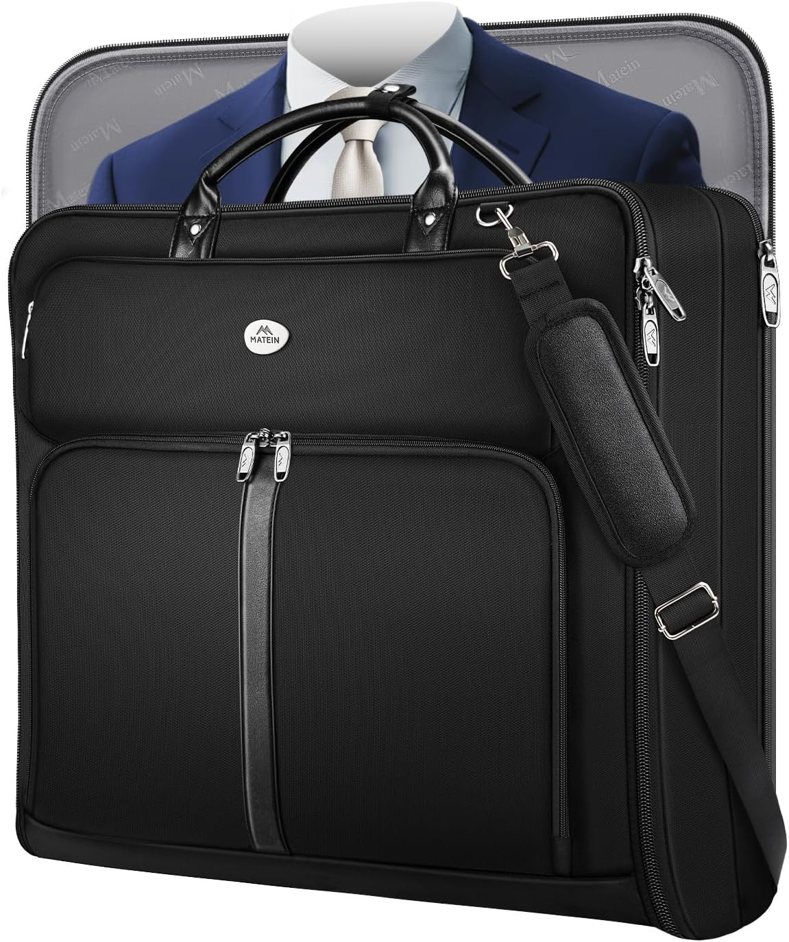 Mens Garment Bags for Travel, Large Travel Suit Bag up to 7 Suits with Strap, Wr