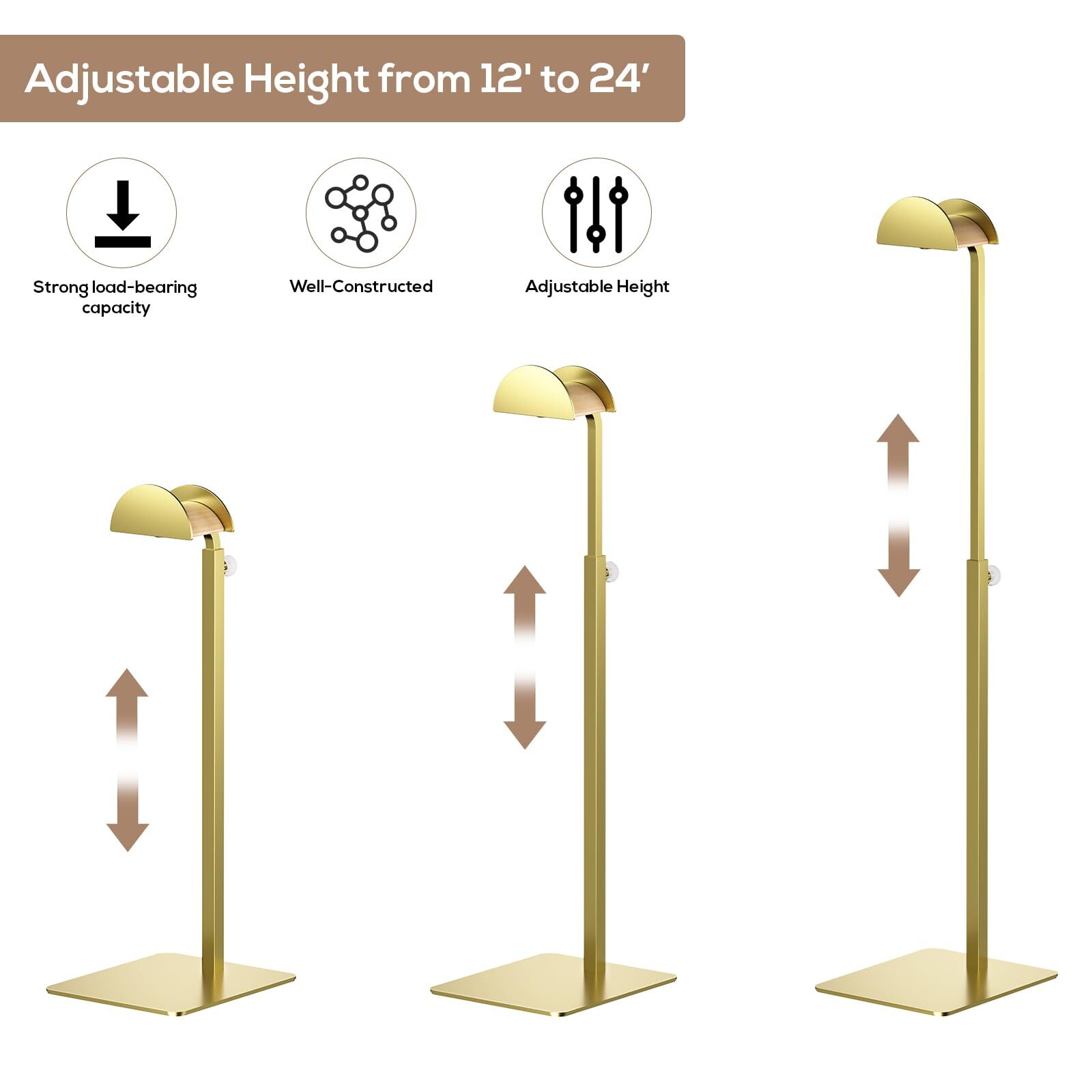 3 Pack Purse Display Stand Adjustable Height Handbag Display Holder Stainless St