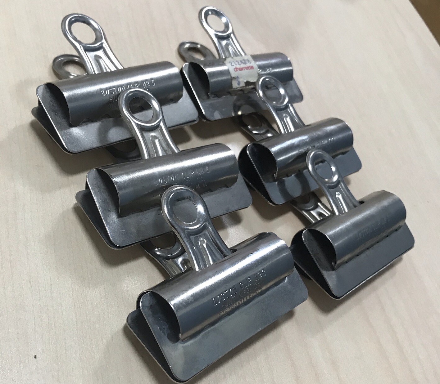 VTG Metal Boston Clip #3 Lot Of 6 Hunt Mfg Co Made in USA Industrial Chic Decor