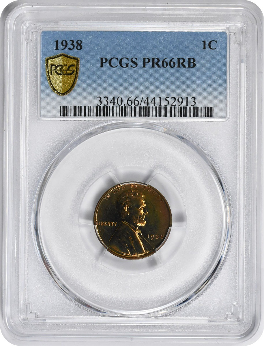 1938 Lincoln Cent PR66RB PCGS