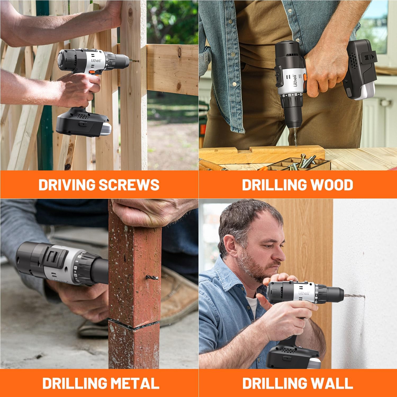 20V Cordless Drill Driver, Electric Power Drill with 2 Variable Speed Setting...