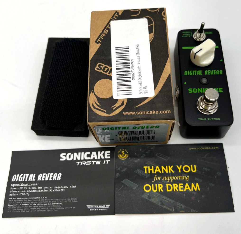 NEW Sonicake Digital Reverb Room Hall Guitar Effects Pedal with Hook and Loop
