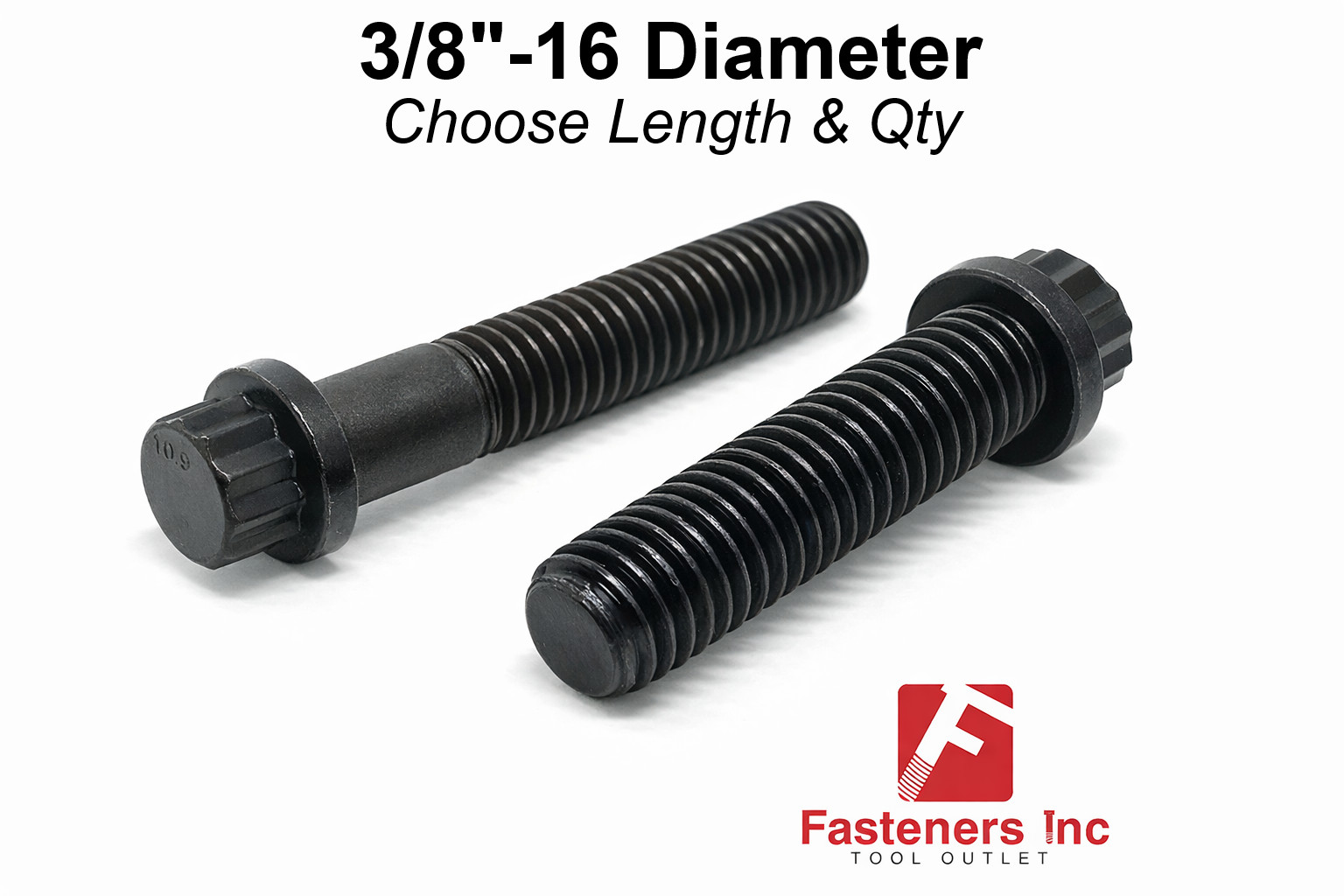 3/8"-16 Coarse 12-Point Flange Screws Alloy Steel Black (Pick Length & Qty)