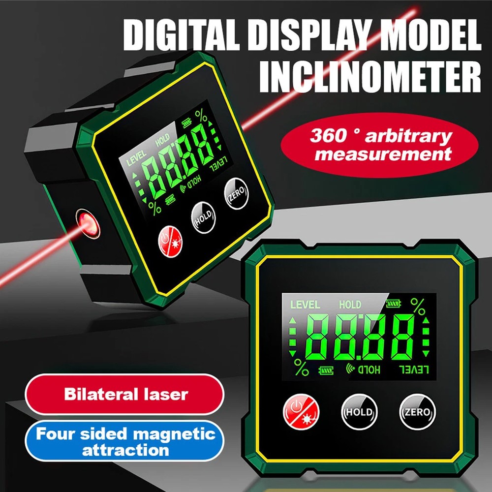 Digital Angle Finder W/ Laser Level Inclinometer Magnetic Angle Gauge Protractor