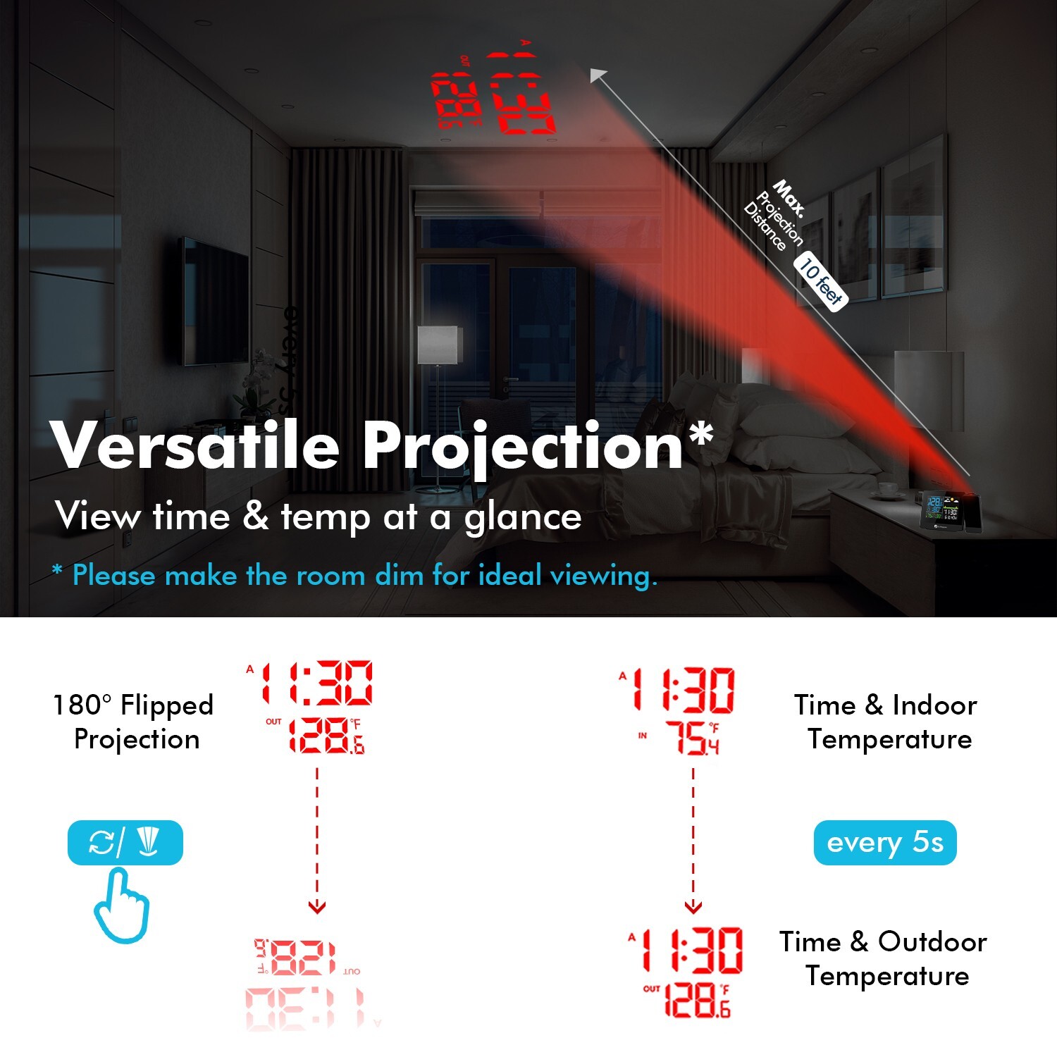 DR.PREPARE Projection Alarm Clock 003 Digital Clock Projector