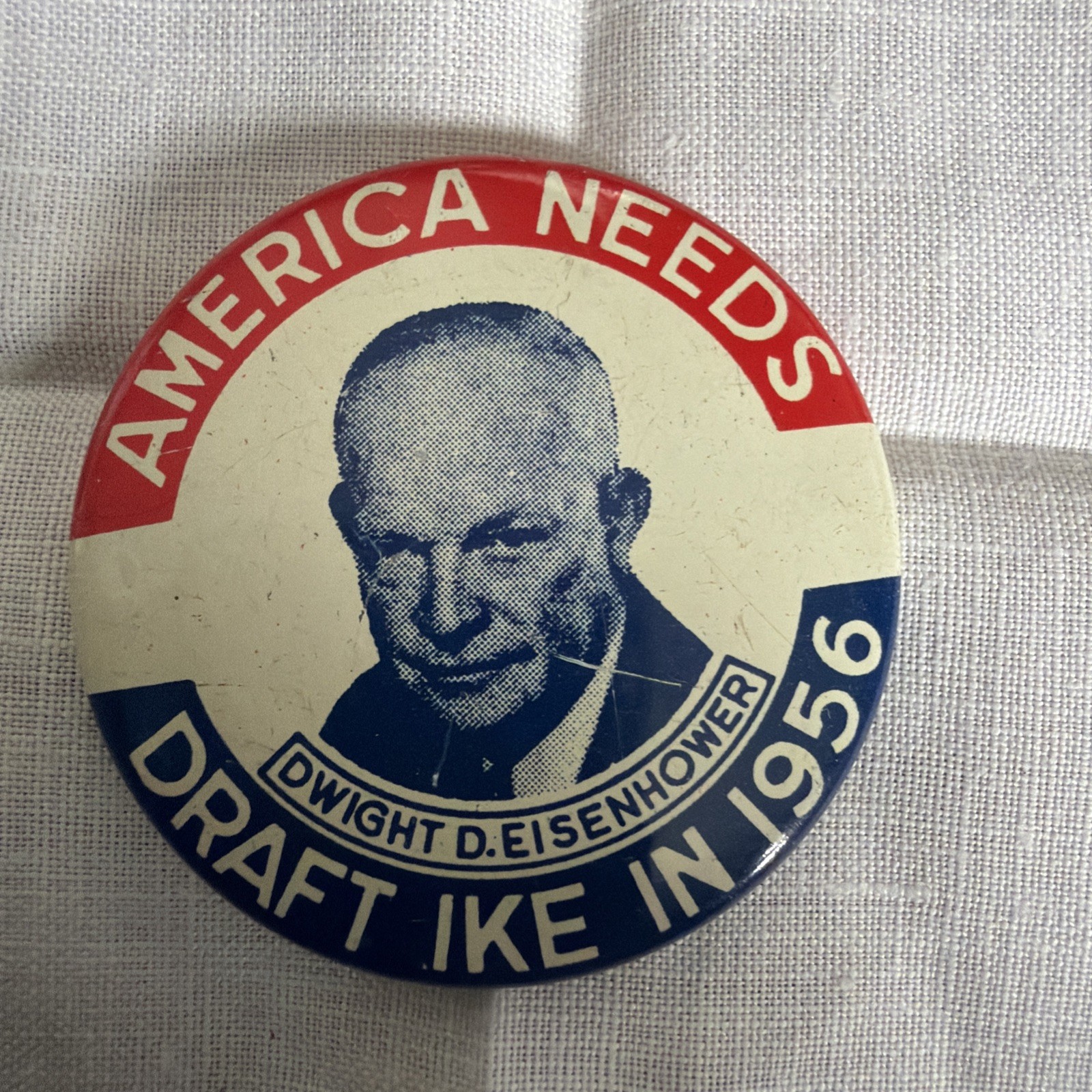 Dwight D. Eisenhower Draft Ike 1952 America Ike Campaign Pinback, Reproduction