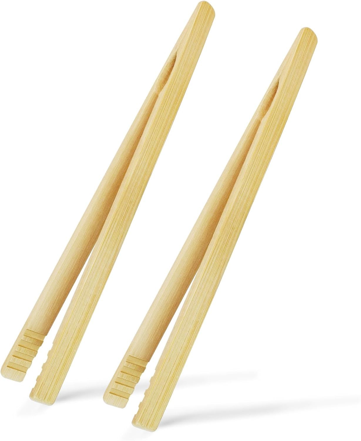 2 Pieces Natural Bamboo Toast Tongs, 10.2 Inch Long Serving Utensils