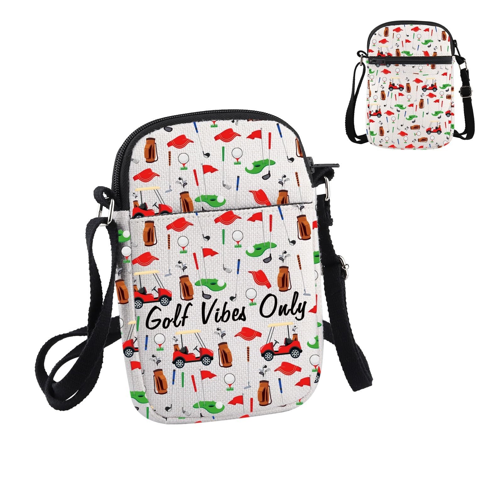 PWHAOO Golf Lover Gift Golf Vibes Only Crossbody Bag Golf Team Travel Bag Gol...