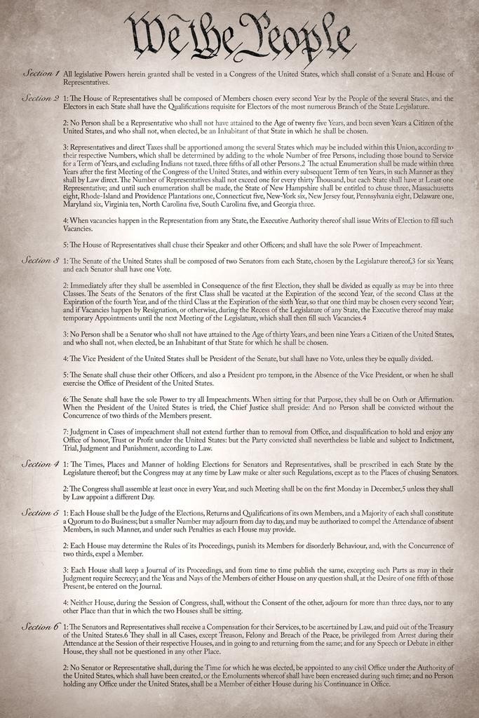 Constitution of The United States Remastered Version US History Poster 16x24