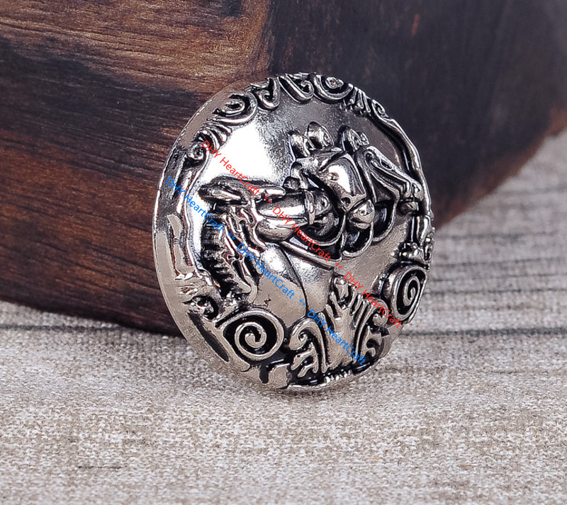 10PCS 30MM Antique Silver Western Rider Cowboy Horse Saddle Headstall Conchos