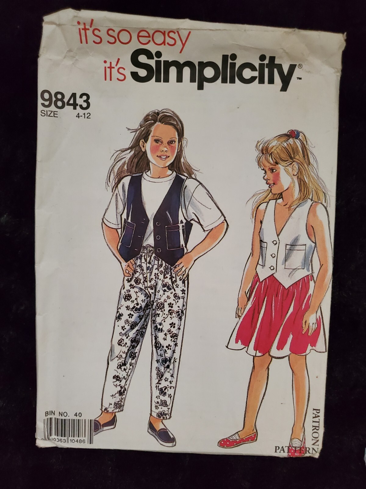 Simplicity 9843 Vest Skirt pants Size 4-12 Girls Uncut Sewing Pattern