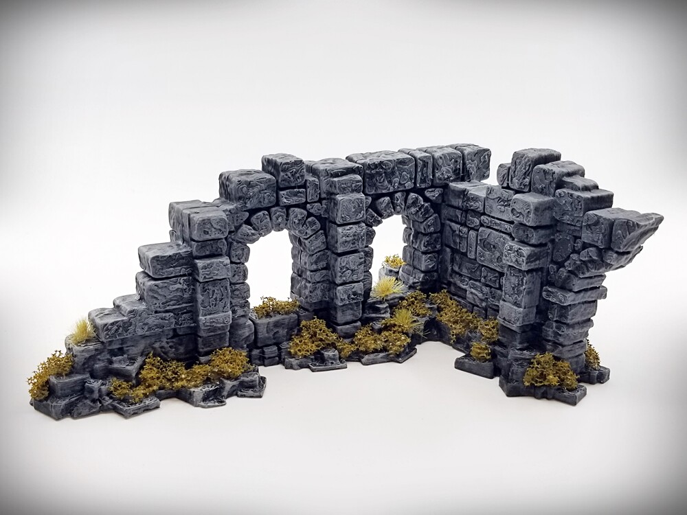 Ruins - Double Arch Window & Half Door (Small) - Tabletop Wargaming RPG terrain