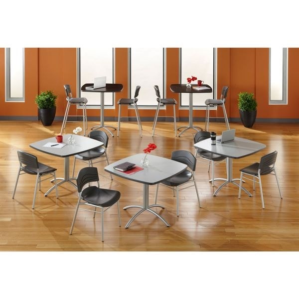 Iceberg 65664 Cafeworks Cafe/Breakroom Table, Walnut Top, Silver Frame, 36 In
