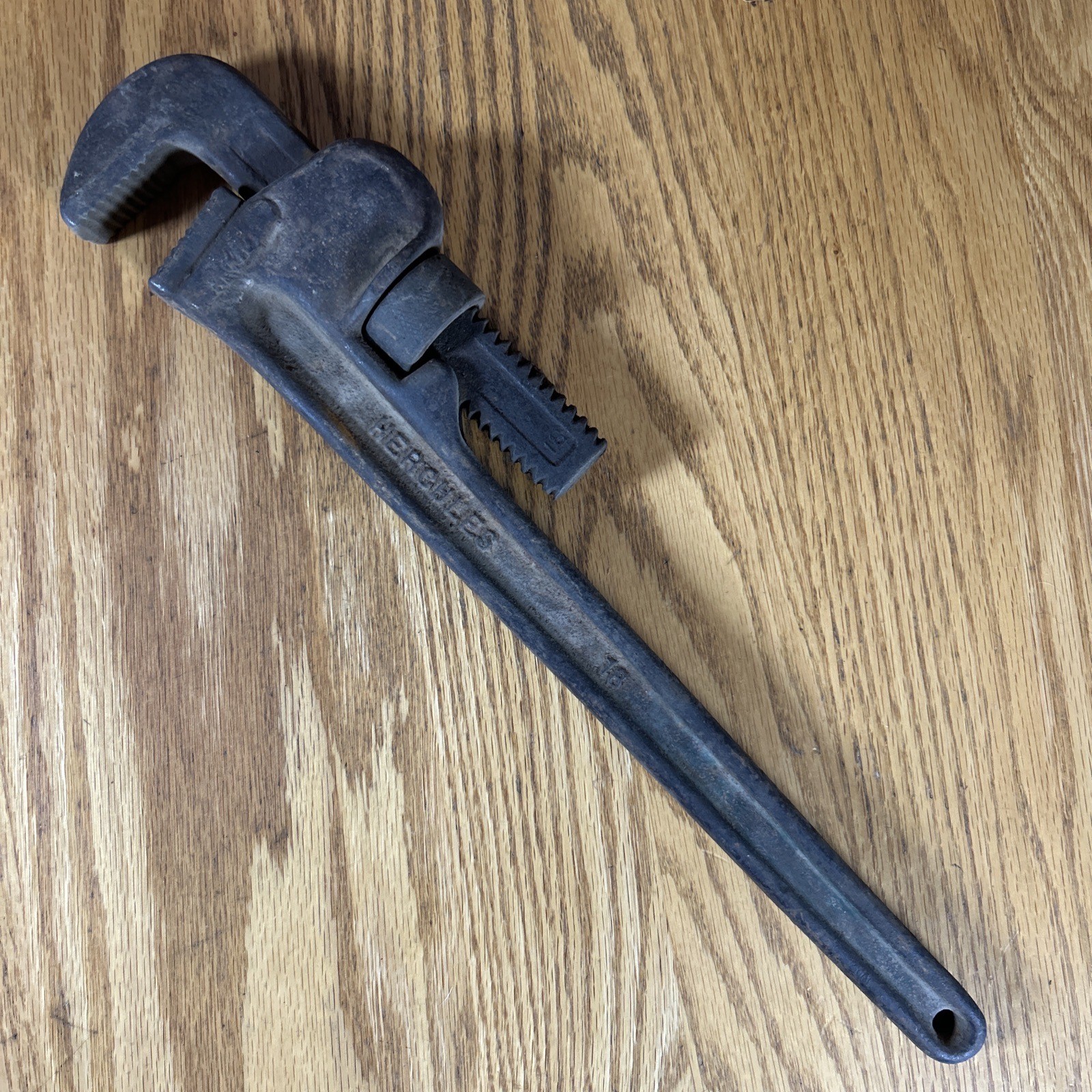 Antique Hercules Adjustable Pipe Wrench 18" Industrial Railroad Tools USA