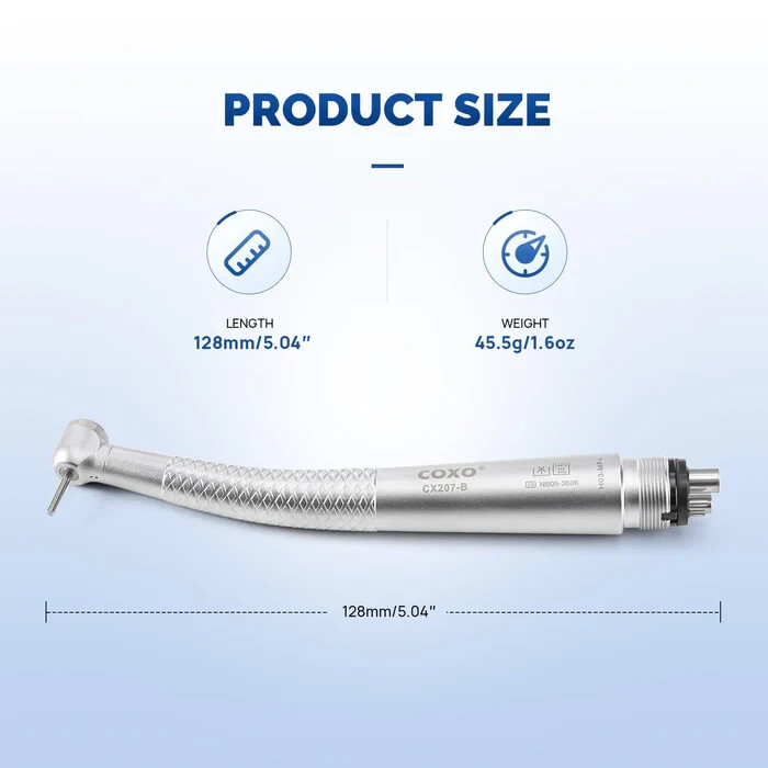 COXO CX207-B Dental Mini Head High Speed Air Turbine Handpiece 4Holes Coupler