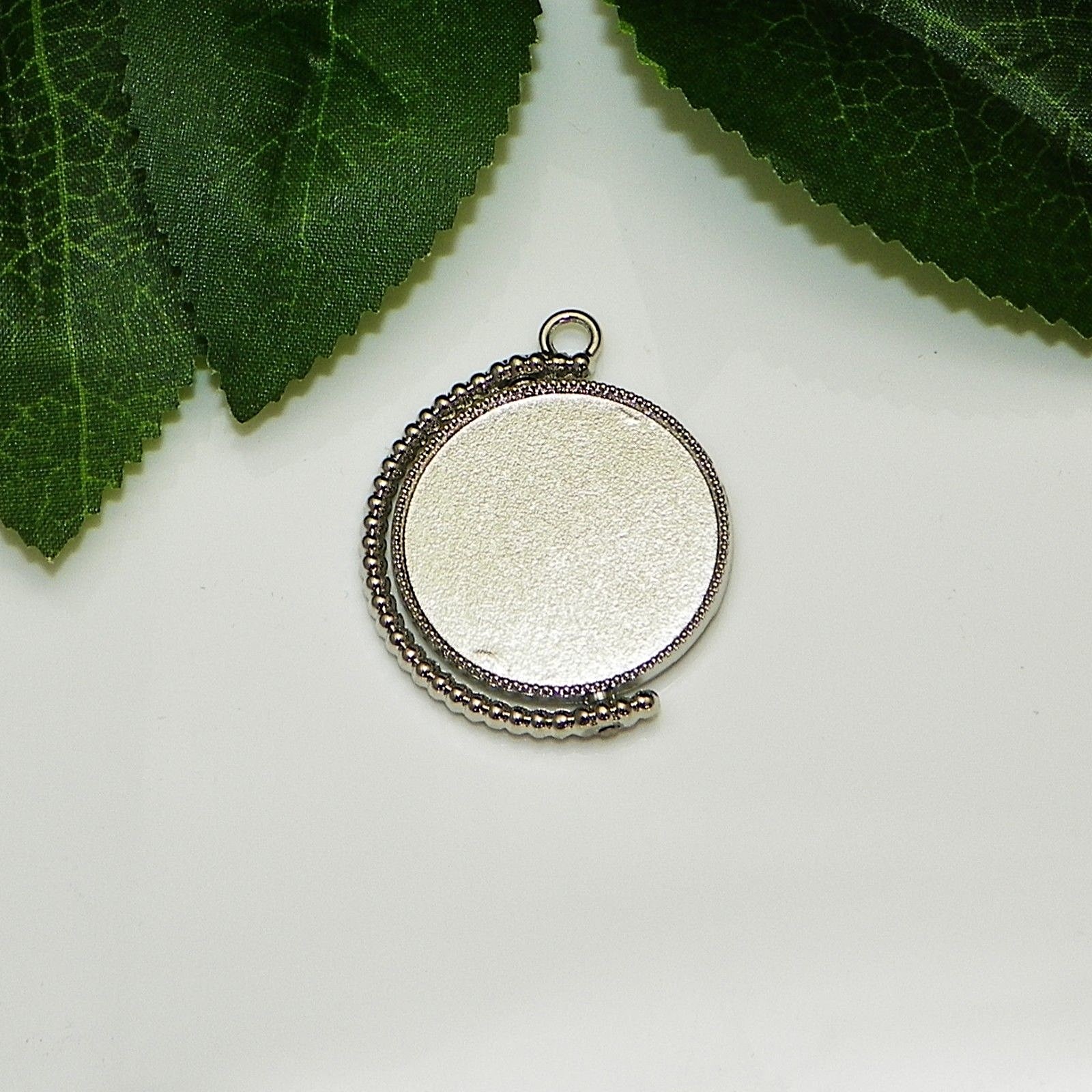 25mm Double Sided Rotating Silver Plated Cabochon (Cab) Drop Setting