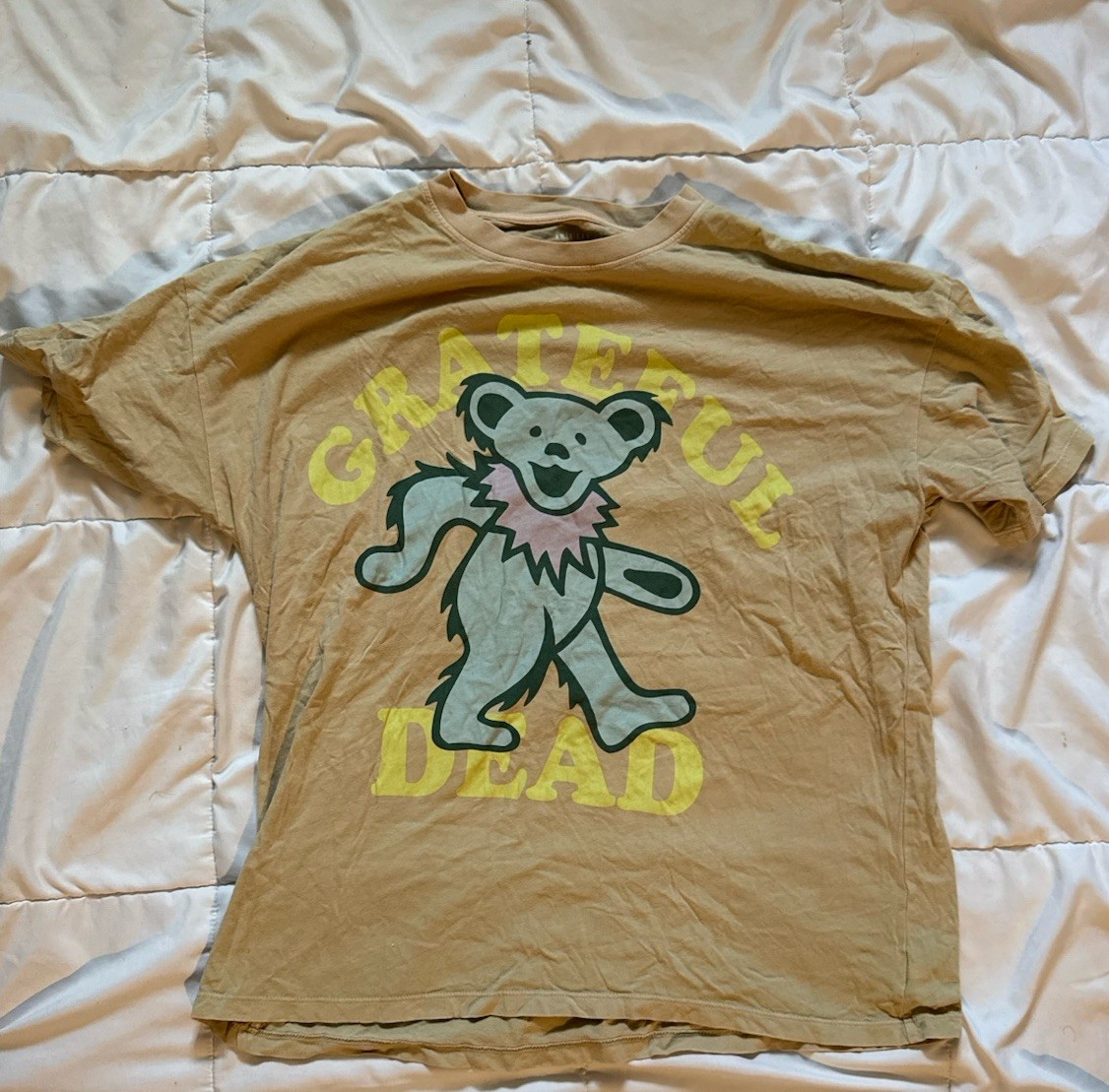 American Eagle Tan Grateful Dead Bear Band Tee XS/S