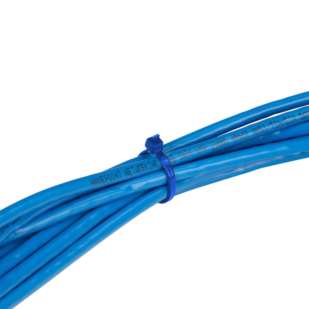 NavePoint 8 Inch Nylon Blue Cable Ties 18 Lbs 100 Pack