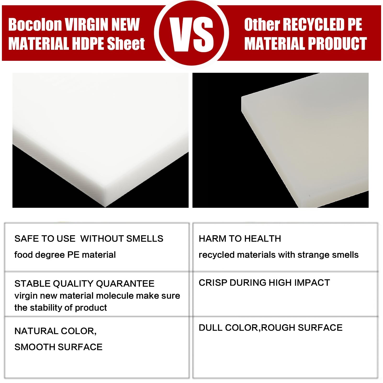 Bocolon High Density Polyethylene Sheets HDPE Plastic Sheet Board for DIY, H...