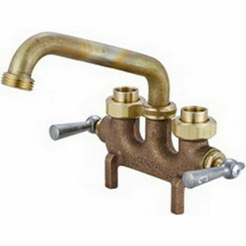 Central Brass Laundry Faucet Utility Sink Dual-handle Swivel Spout Rough Brass