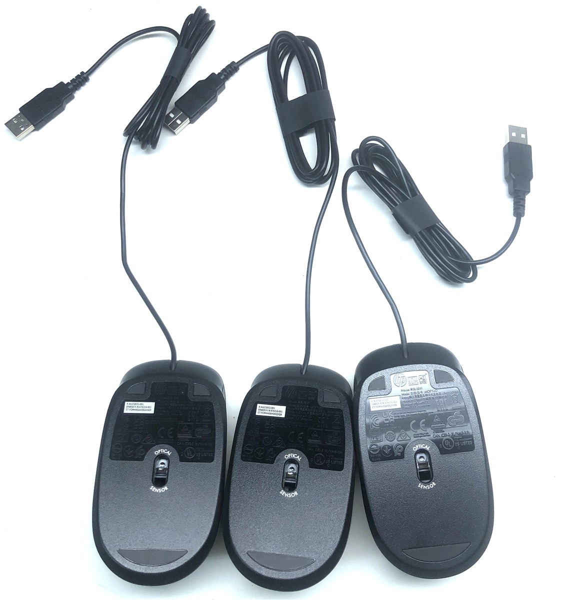3 Pack Lot Genuine OEM HP USB Wired 2 Button Scroll Optical Mouse 672652-001
