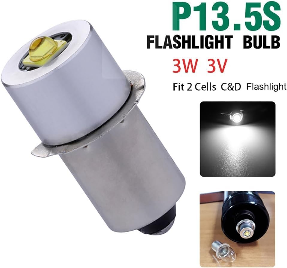 Maglite LED Bulbs DC 3V, Flashlight Replacement Bulbs for Only 2 Cells C&D Ma...