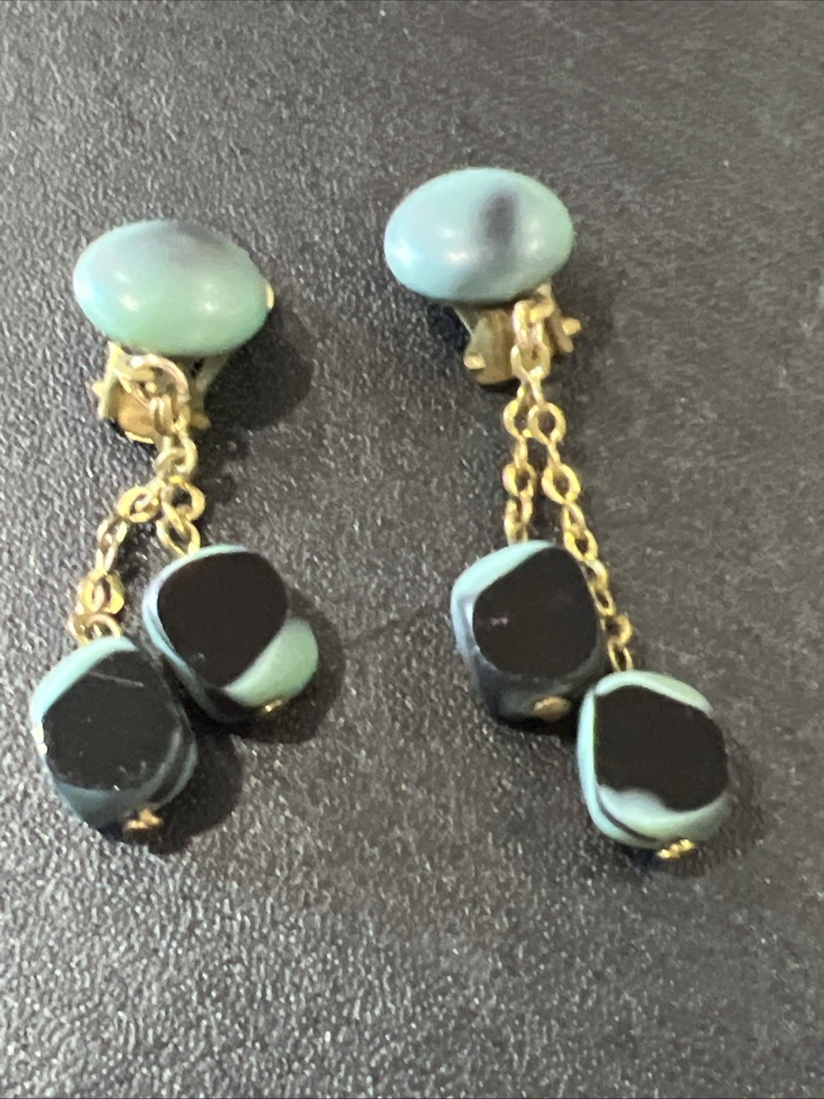 austria clip earrings Lucite/plastic