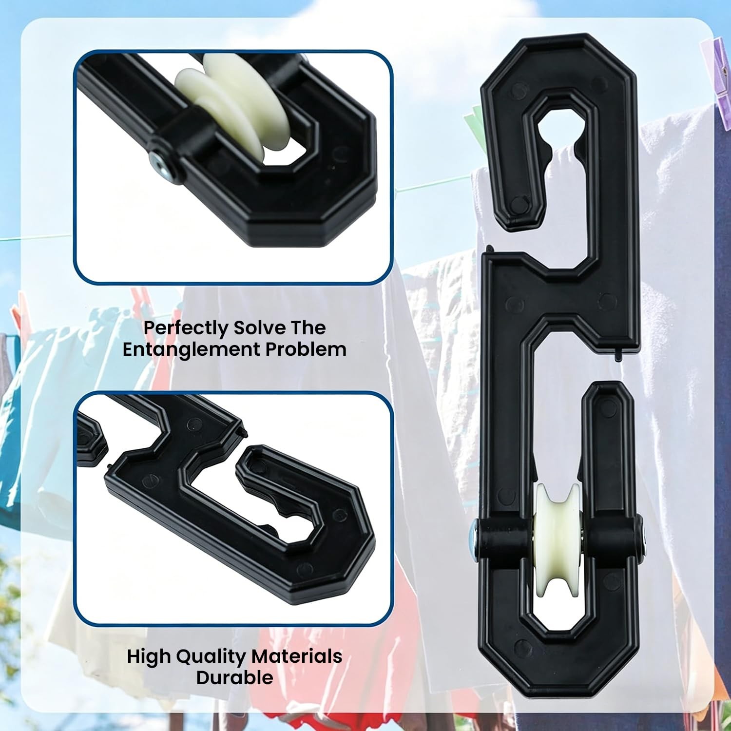 2 Pack Clothesline Spreader, Plastic Aluminum Clothesline Separator Pulley Ki...