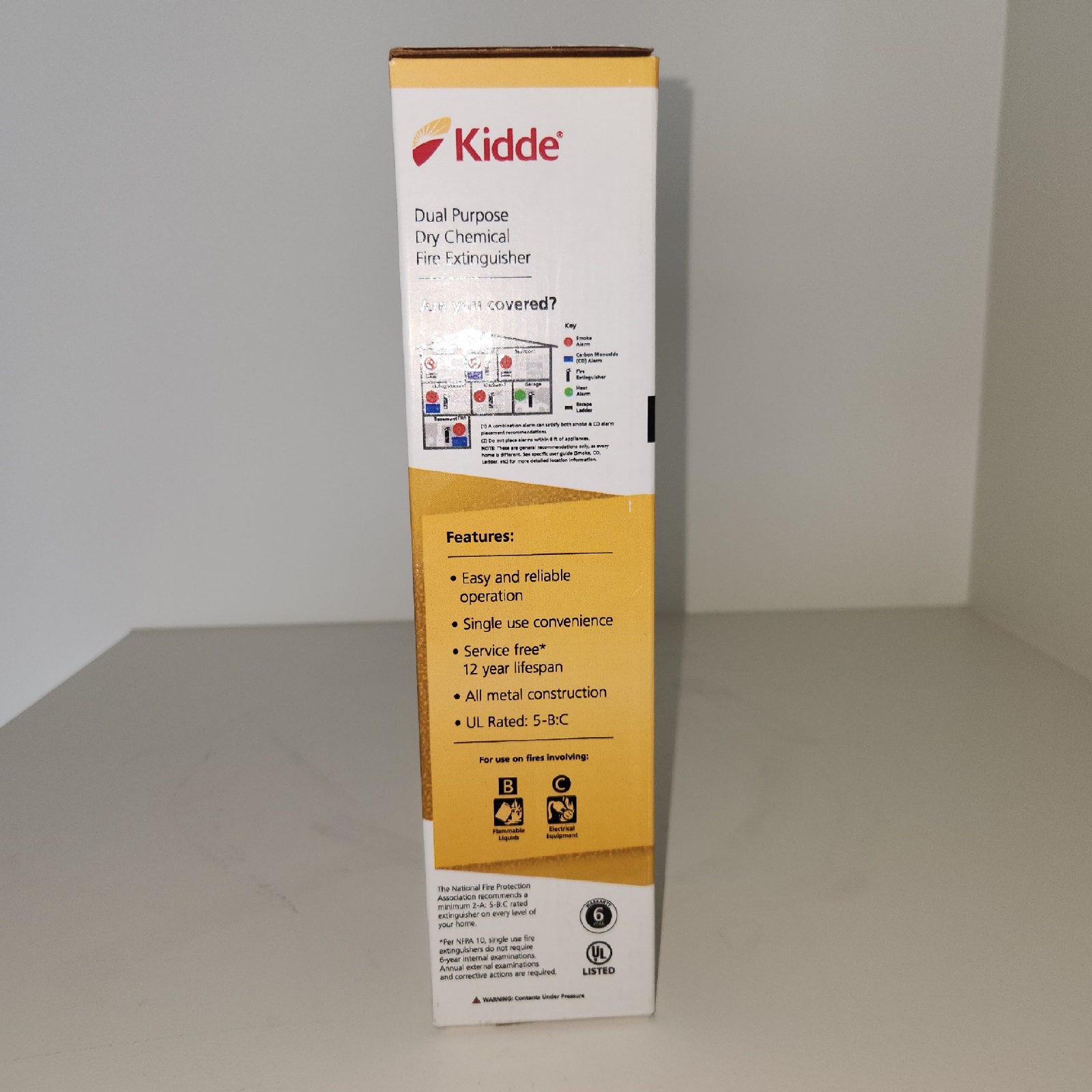 Kidde Basic Fire Extinguisher, 2 lb, UL 5-B:C (Model KD57-5BC)