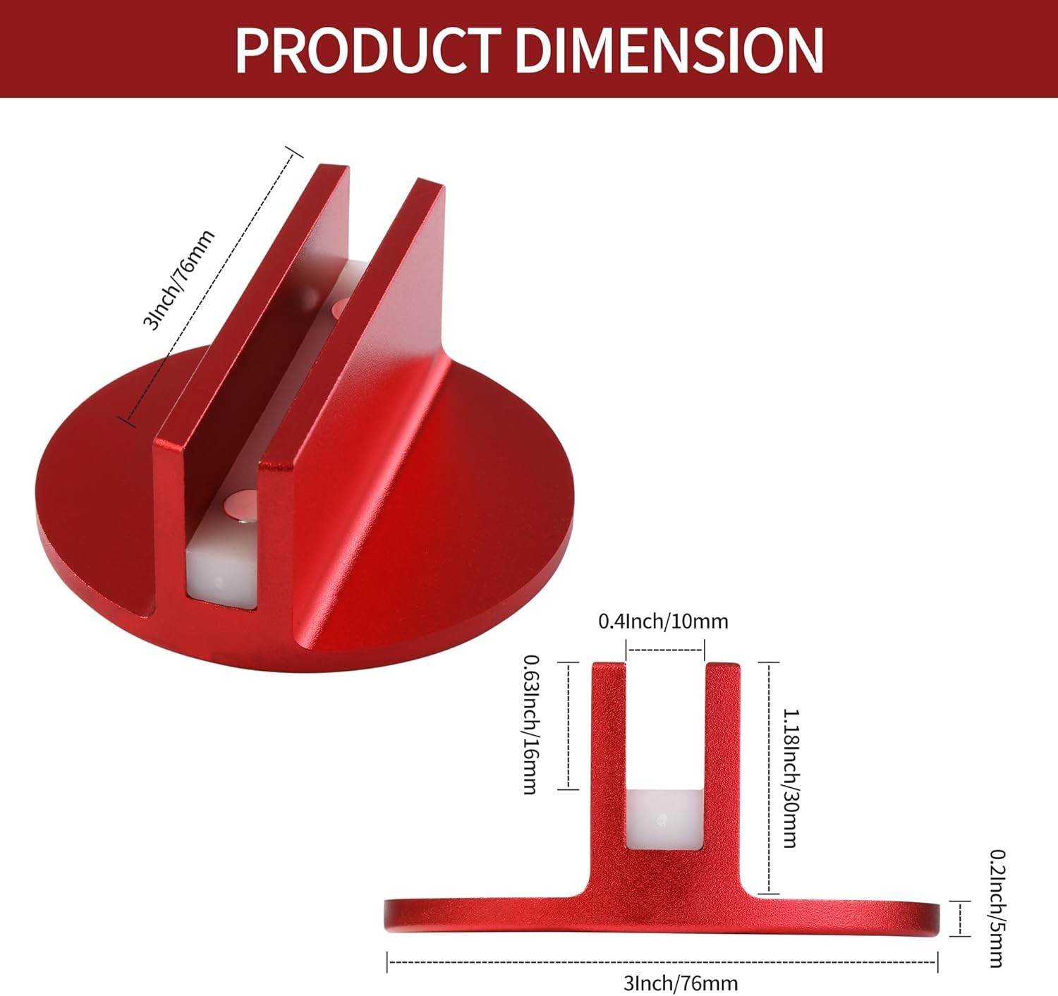 Large Slotted Universal Magnetic Jack Pad Weld Frame Rail Adapter Red