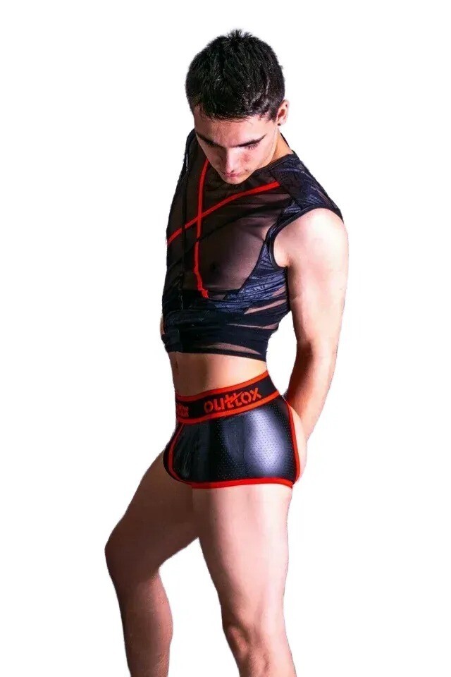 Outtox By Maskulo Open Back-Rear Boxer Trunks Red TR140-10 7